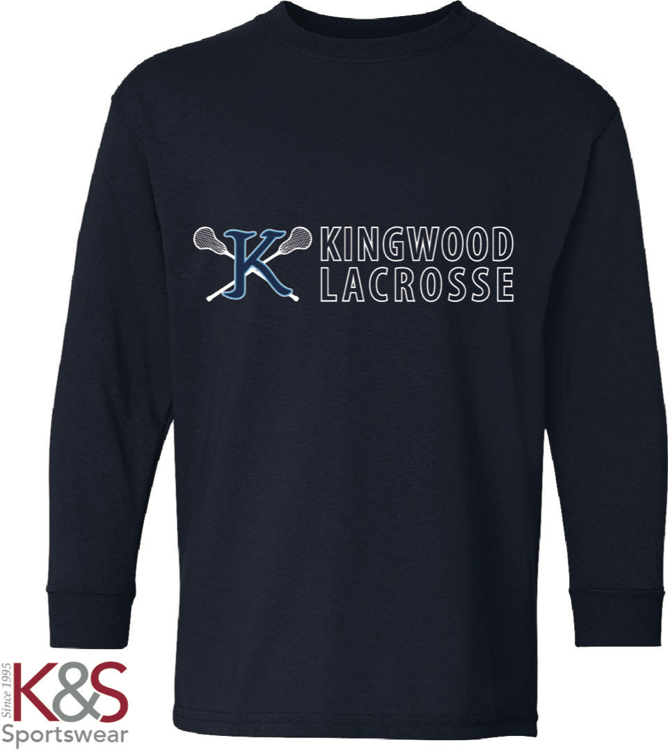 Youth Long Sleeve Cotton T-Shirt - Navy