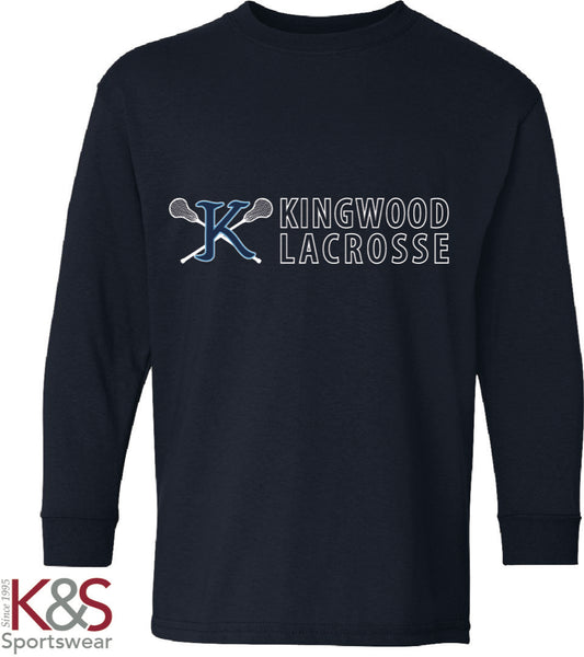 Youth Long Sleeve Cotton T-Shirt - Navy